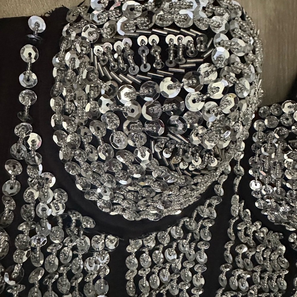 Almia Black and Silver Sequin Crop Top - Picture 3 of 5